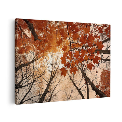 Canvas schilderij vooraanzicht Herfstbladeren in de Bomen