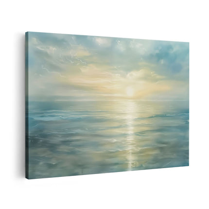 Canvas schilderij vooraanzicht De Zon gaat onder boven de Oceaan