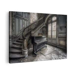 Canvas schilderij vooraanzicht Verlaten Kamer met een Piano