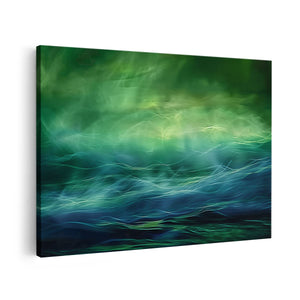 Canvas schilderij vooraanzicht Groene en Blauwe Oceaan met Golven