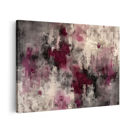 Canvas schilderij vooraanzicht Abstract Kunstwerk met Roze en Zwarte Verf