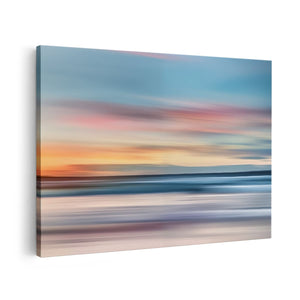 Canvas schilderij vooraanzicht Wazig Beeld van de Oceaan bij Zonsondergang