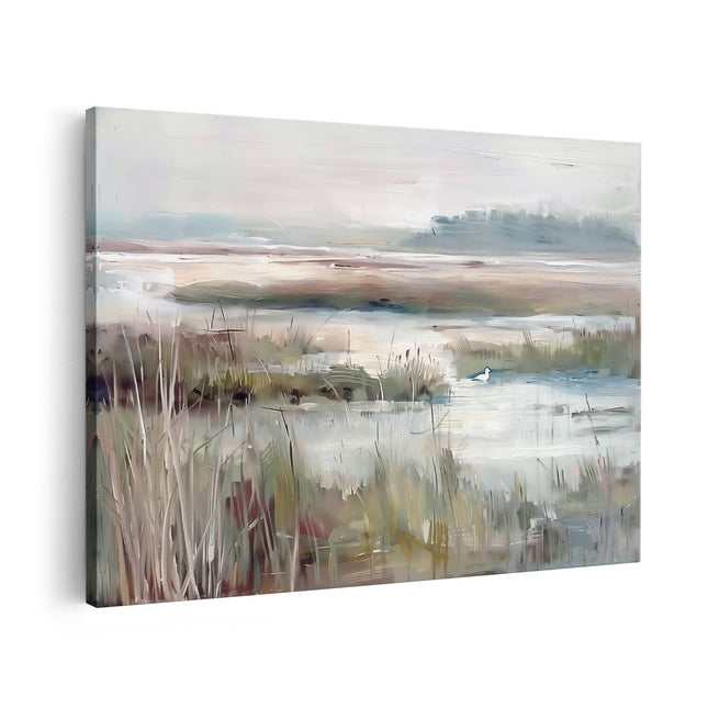 Canvas schilderij vooraanzicht Kunstwerk van Riet en Water