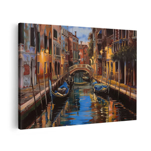 Canvas schilderij vooraanzicht Kunstwerk van een Kanaal in Venetië