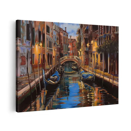 Canvas schilderij vooraanzicht Kunstwerk van een Kanaal in Venetië