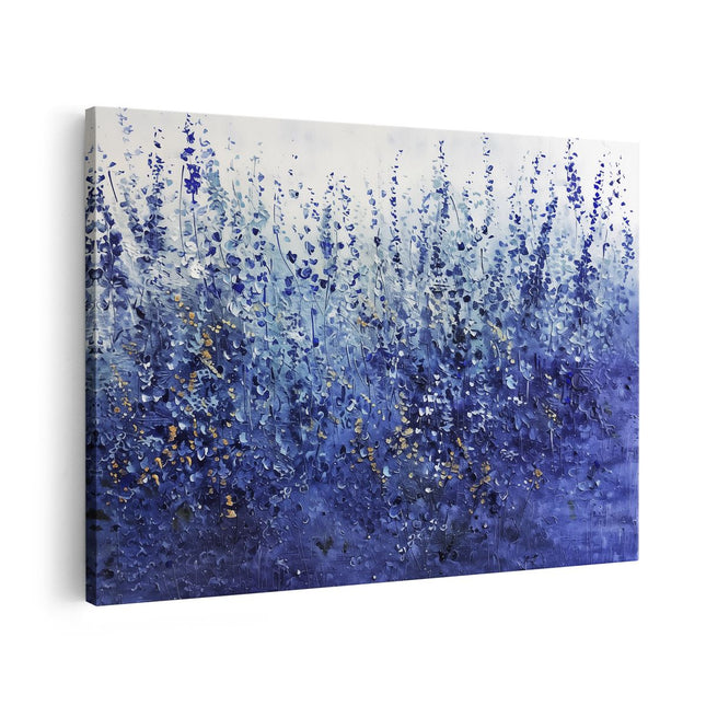 Canvas schilderij vooraanzicht Blauwe Bloemen in een Veld