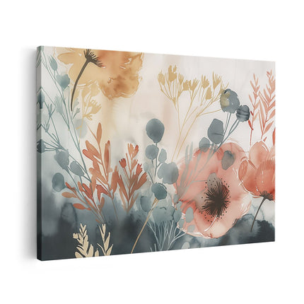 Canvas schilderij vooraanzicht Aquarelkunstwerk van Bloemen