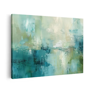 Canvas schilderij vooraanzicht Abstract Kunstwerk van Blauw en Groen