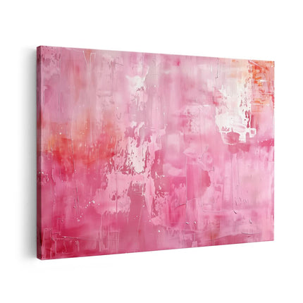 Canvas schilderij vooraanzicht Abstract Kunstwerk met Roze en Oranje Kleuren