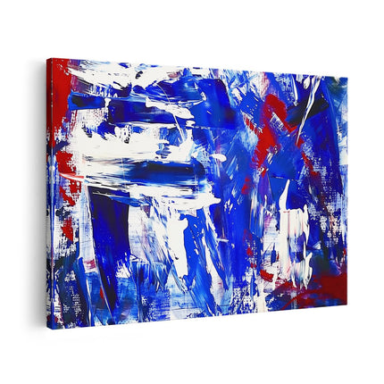 Canvas schilderij vooraanzicht Abstract Kunstwerk - Rood, Wit en Blauw