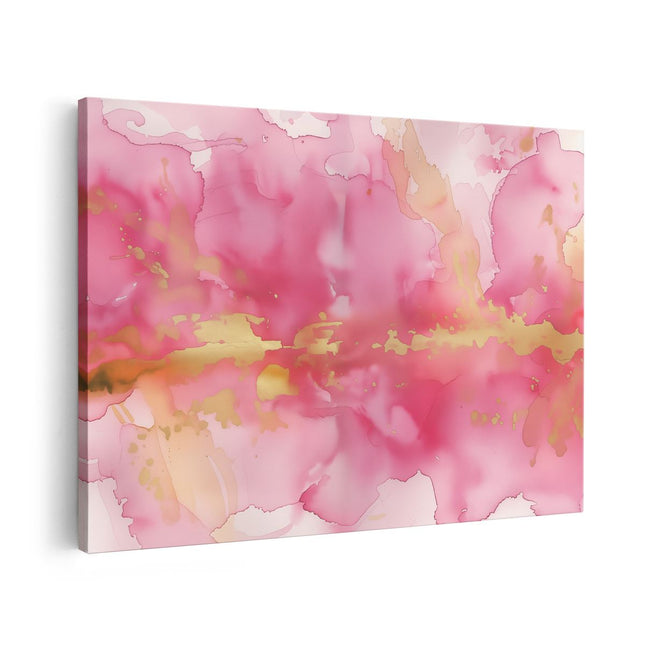Canvas schilderij vooraanzicht Roze Aquarelkunstwerk op een Witte Achtergrond
