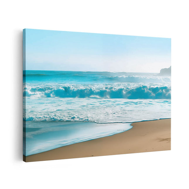 Canvas schilderij vooraanzicht Zandstrand met Golven