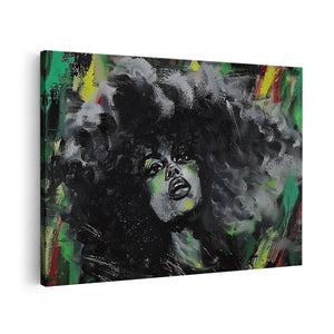 Canvas schilderij vooraanzicht Vrouw met een Afro