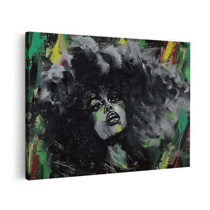 Canvas schilderij vooraanzicht Vrouw met een Afro