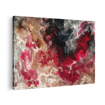 Canvas schilderij vooraanzicht Abstract Kunstwerk met Rode, Zwarte en Witte Kleuren