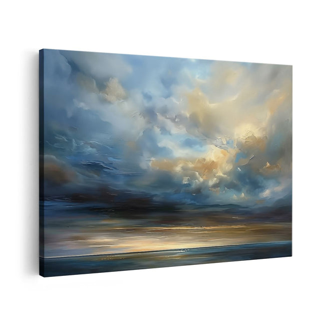 Canvas schilderij vooraanzicht Kunstwerk van een Bewolkte Hemel boven de Oceaan