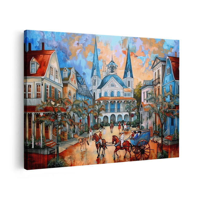 Canvas schilderij vooraanzicht Kunstwerk van een Paardenkoets in Charleston, Zuid-Carolina