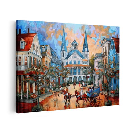 Canvas schilderij vooraanzicht Kunstwerk van een Paardenkoets in Charleston, Zuid-Carolina