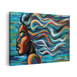 Canvas schilderij vooraanzicht Abstract Kunstwerk van het haar van een Vrouw