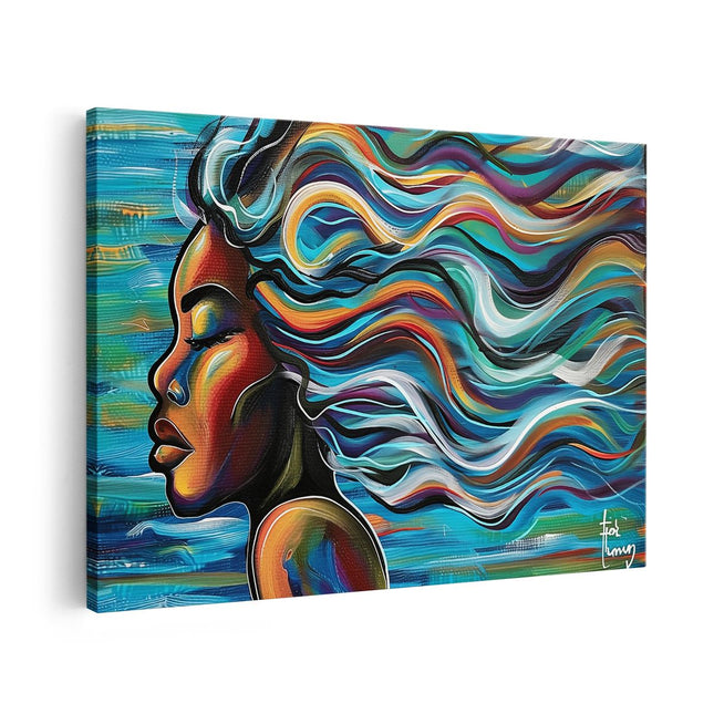 Canvas schilderij vooraanzicht Abstract Kunstwerk van het haar van een Vrouw