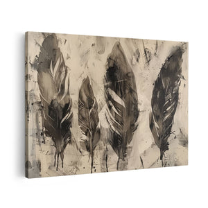 Canvas schilderij vooraanzicht Zwart Wit Kunstwerk van Veren