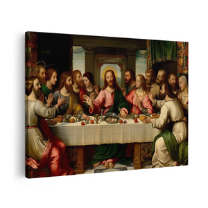 Canvas schilderij vooraanzicht Het Laatste Avondmaal van Jezus