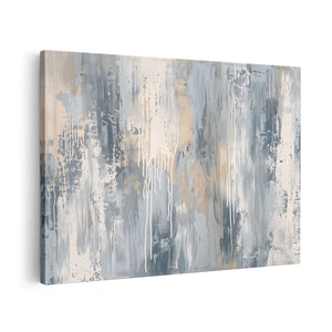 Canvas schilderij vooraanzicht Abstract Kunstwerk met Blauwe en Beige Kleuren