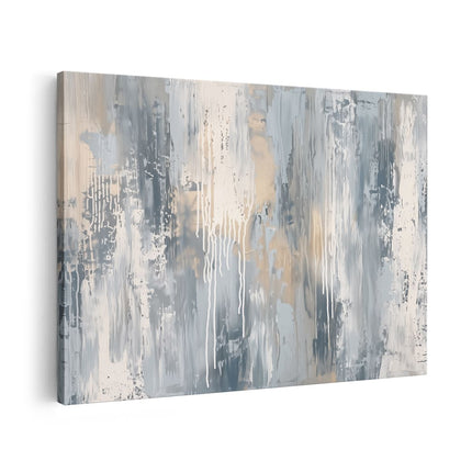 Canvas schilderij vooraanzicht Abstract Kunstwerk met Blauwe en Beige Kleuren