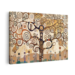 Canvas schilderij vooraanzicht De Levensboom van Gustav Klimt