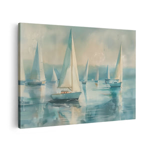 Canvas schilderij vooraanzicht Zeilboten op het Water
