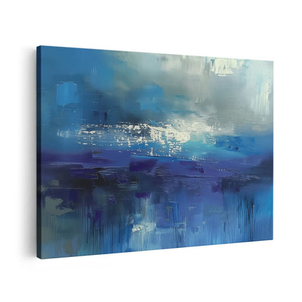 Canvas schilderij vooraanzicht Abstract Kunstwerk van Blauw en Wit