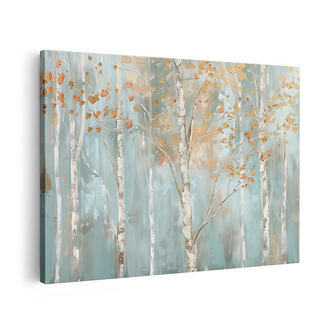 Canvas schilderij vooraanzicht Kunstwerk van Berkenbomen