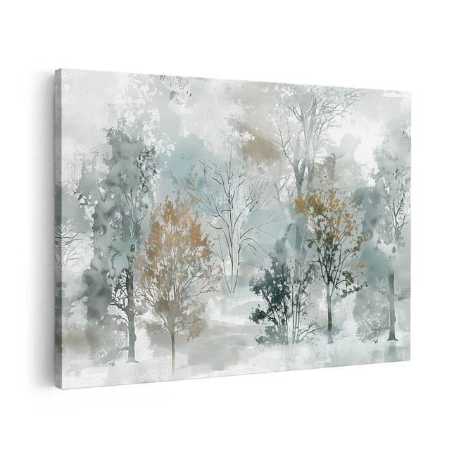 Canvas schilderij vooraanzicht Aquarelkunstwerk van Bomen