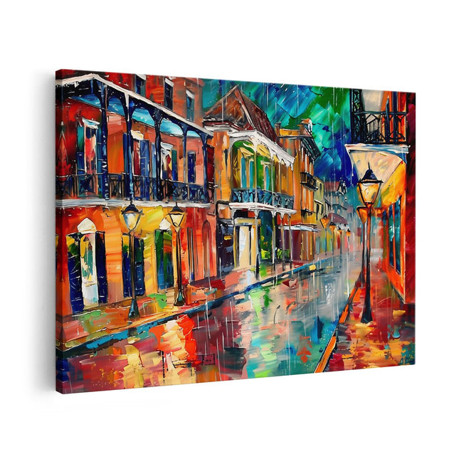 Canvas schilderij vooraanzicht Kunstwerk van een Straatbeeld in New Orleans
