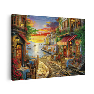 Canvas schilderij vooraanzicht Kunstwerk van een Straatbeeld