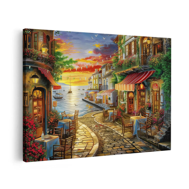 Canvas schilderij vooraanzicht Kunstwerk van een Straatbeeld