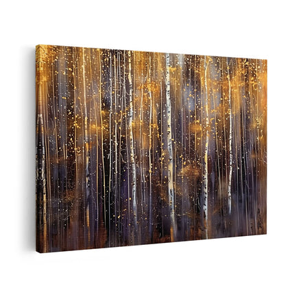 Canvas schilderij vooraanzicht Kunstwerk van Berkenbomen in een Bos