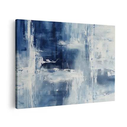 Canvas schilderij vooraanzicht Abstract Kunstwerk in Blauw en Wit