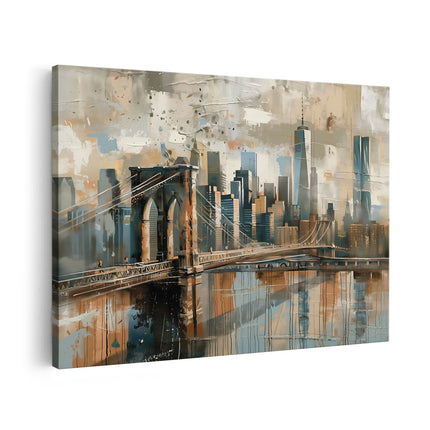 Canvas schilderij vooraanzicht Abstract Kunstwerk van de Brooklyn Bridge