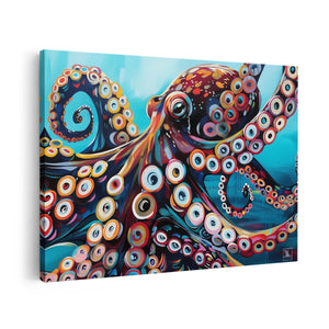 Canvas schilderij vooraanzicht Kleurrijke Octopus