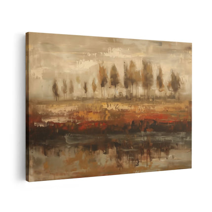 Canvas schilderij vooraanzicht Abstract Kunstwerk van Bomen bij een Rivier