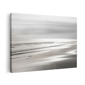 Canvas schilderij vooraanzicht Zwart Wit Beeld van een Strand