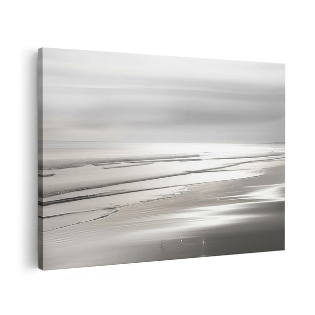 Canvas schilderij vooraanzicht Zwart Wit Beeld van een Strand