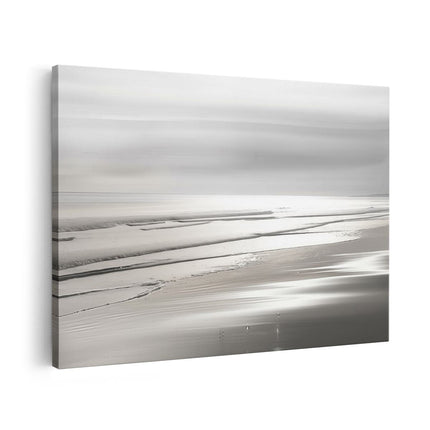 Canvas schilderij vooraanzicht Zwart Wit Beeld van een Strand