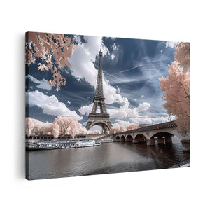 Canvas schilderij vooraanzicht De Eiffeltoren in Infrarood