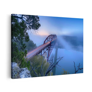 Canvas schilderij vooraanzicht Brug over een Rivier in Texas