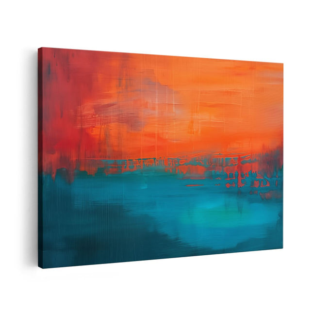 Canvas schilderij vooraanzicht Abstract Kunstwerk van een Zonsondergang