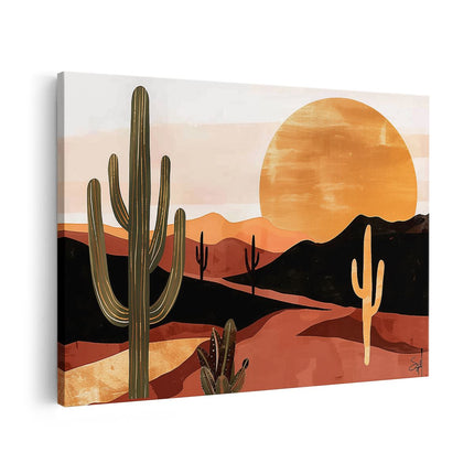 Canvas schilderij vooraanzicht Saguaro-Cactus in de Woestijn