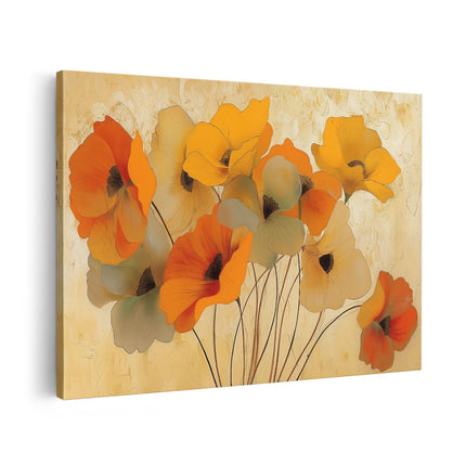 Canvas schilderij vooraanzicht Bosje Oranje Bloemen in een Vaas