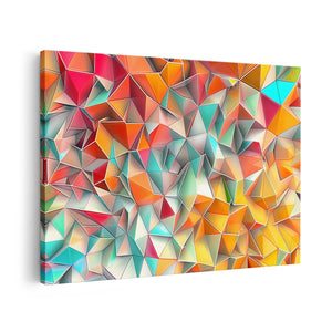 Canvas schilderij vooraanzicht Kleurrijke Driehoeken in de Vorm van Driehoeken
